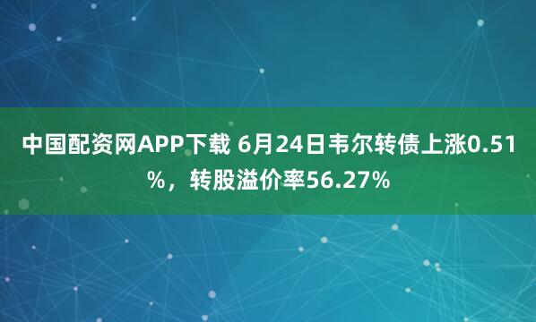 中国配资网APP下载 6月24日韦尔转债上涨0.51%，转股溢价率56.27%